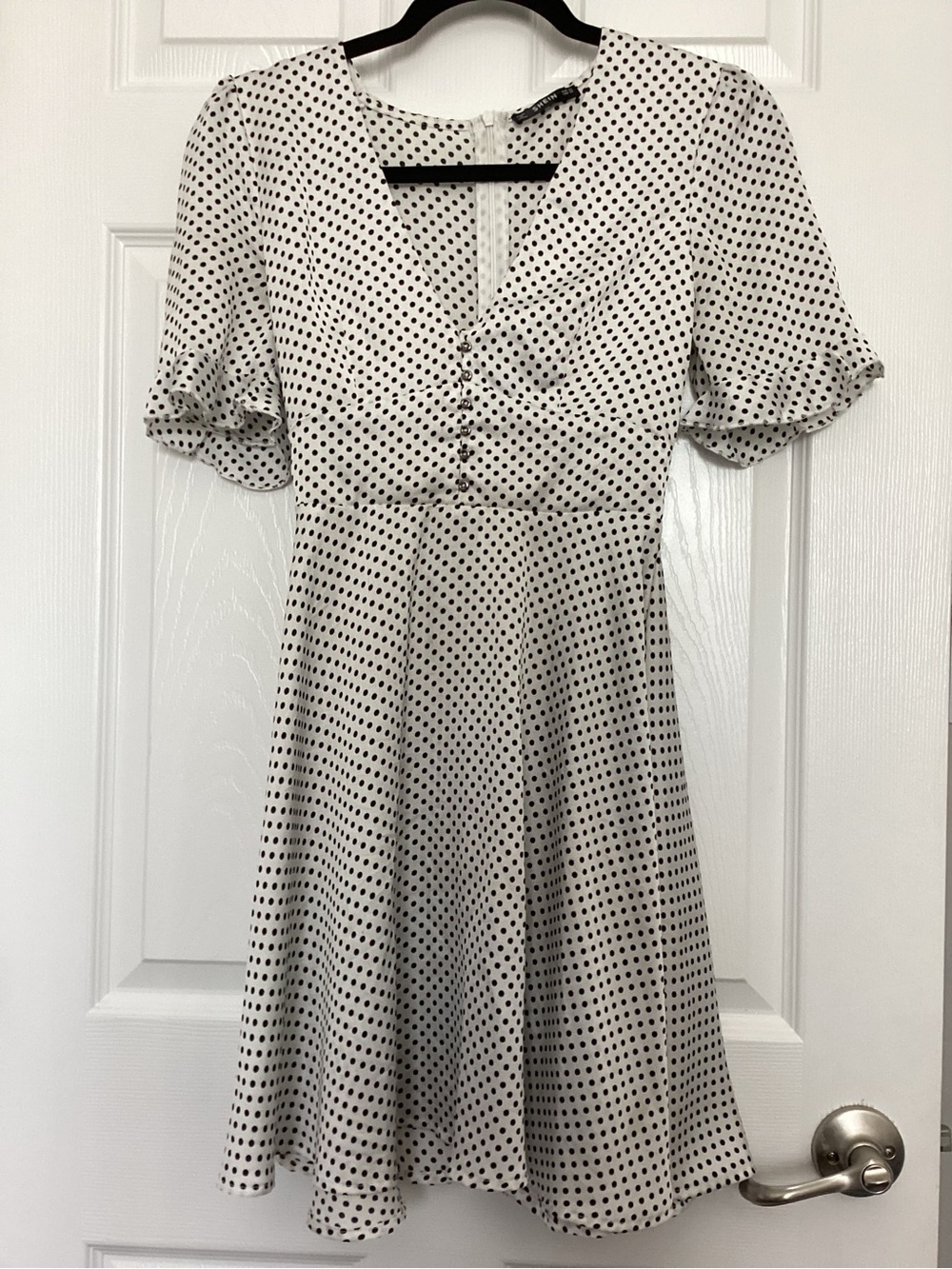 White Polka Dot Short Sleeve Fit & Flare Dress